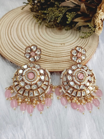 Indrani Light Pink Chandbali Earrings