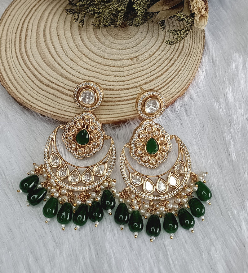 Sitara Green Chandbali Earrings