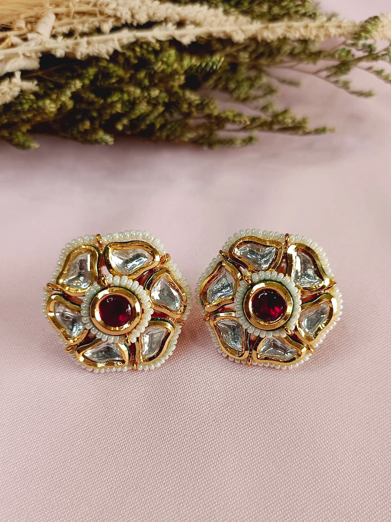 Mayuri Rubi Kundan Moissanite Studs