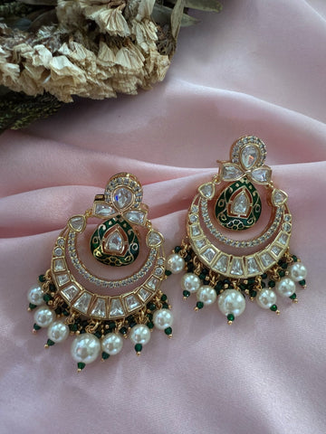 Lavanya Green Chandbali Earrings