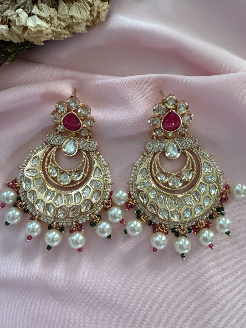 Manali Ruby Pink Earrings