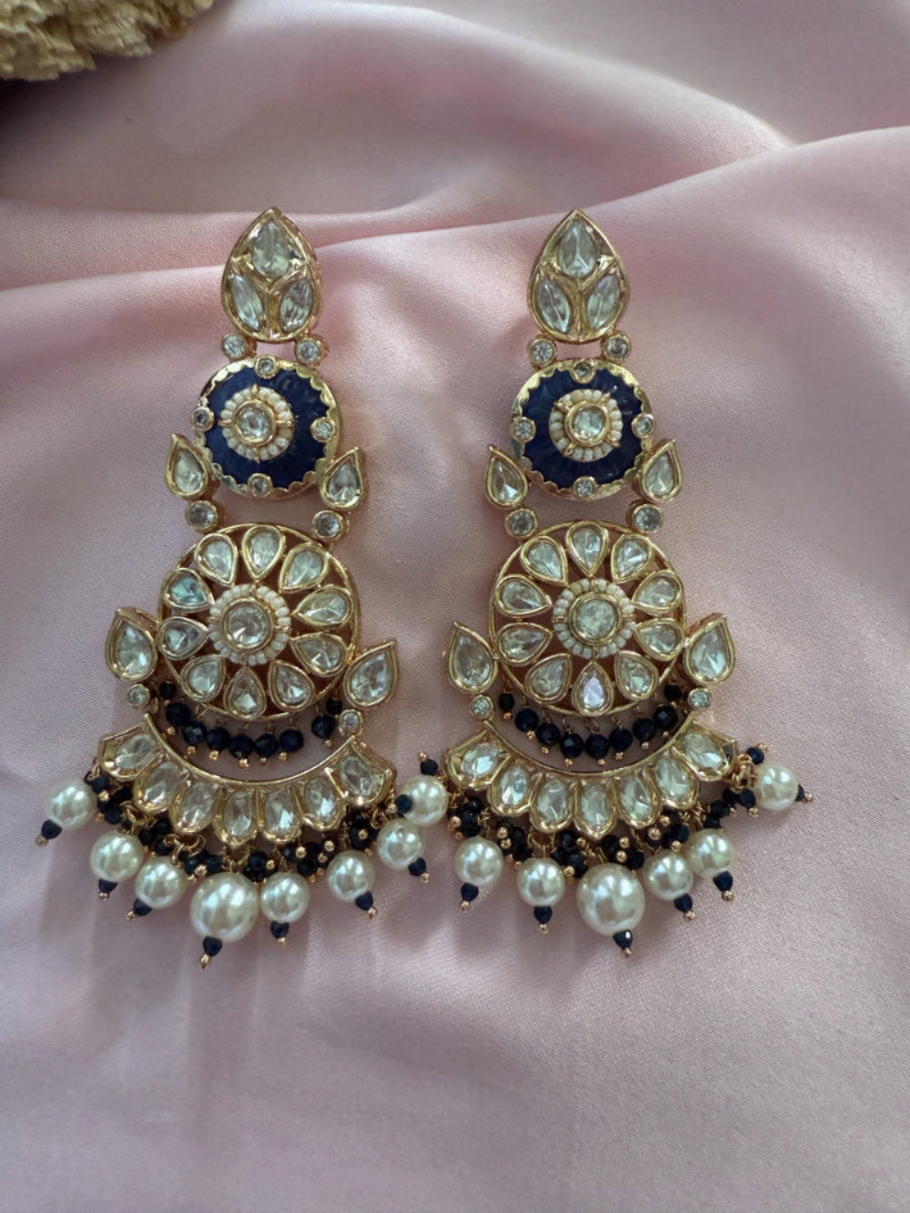 Kavita Blue Moissanite Polki Earrings