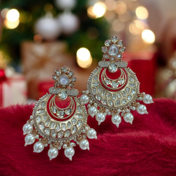 Manali Ruby Pink Moissanite Polki Earrings