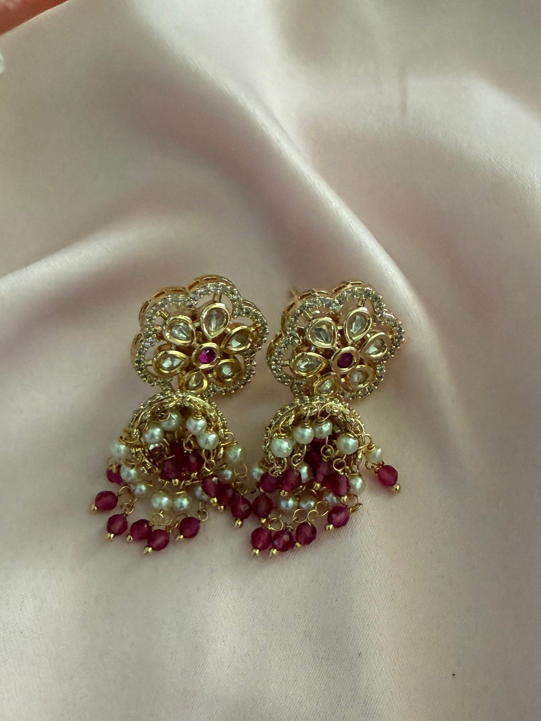 Jinal Ruby Pink Jumkhi Earrings