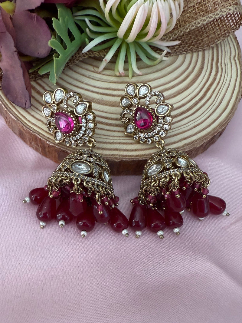 Maher Ruby Pink Jhumka earrings