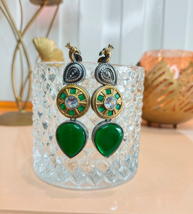 Green Monalisa Stone Earrings