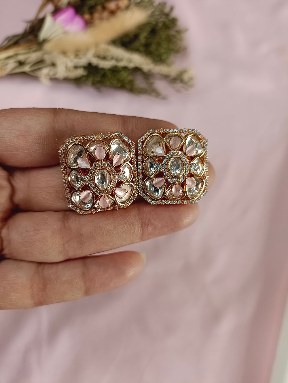 Mayuri Pink Moissanite Studs