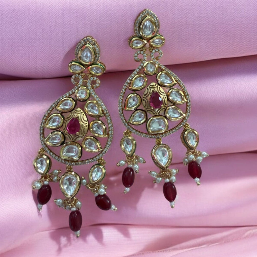 Adhya Ruby Pink Moissanite Polki Earrings