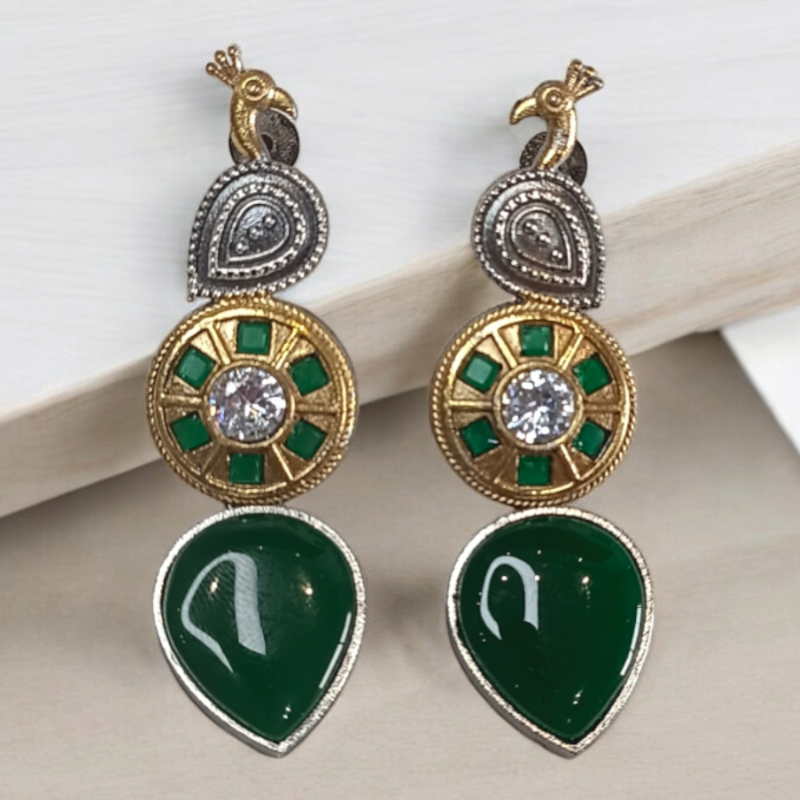 Green Monalisa Stone Earrings