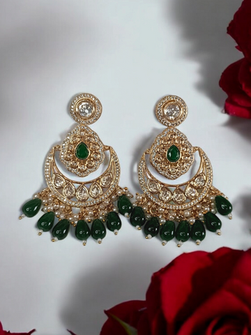 Sitara Green Chandbali Earrings