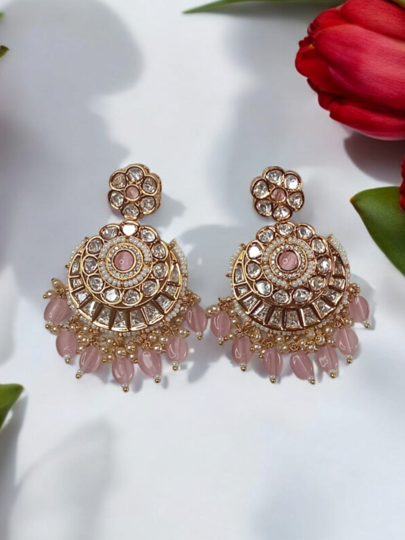 Indrani Light Pink Chandbali Earrings