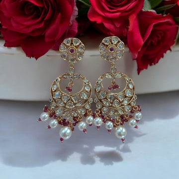 Mohini Ruby Pink Moissanite Polki Earrings