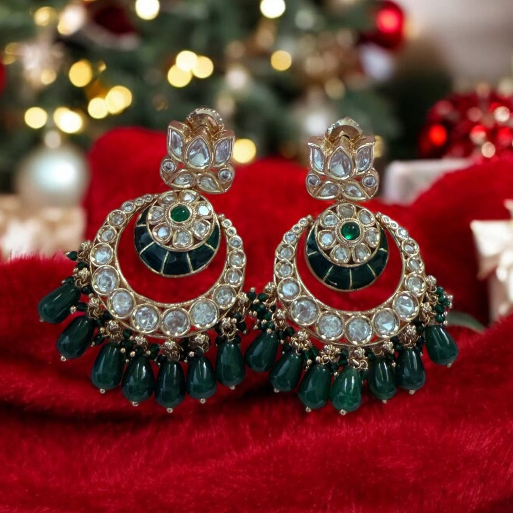 Priya Green Chandbali Earrings