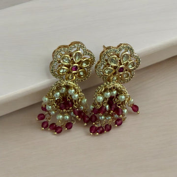 Jinal Ruby Pink Jumkhi Earrings