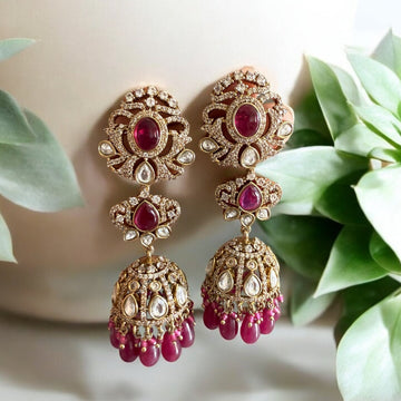 Kashvi Ruby Pink Antique Finish Earrings