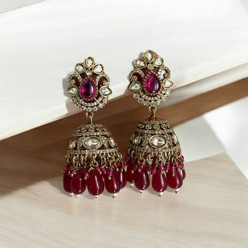 Maher Ruby Pink Jhumka earrings